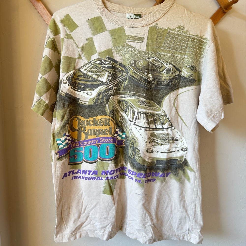 NASCAR Cracker Barrel Green and White Long Sleeve Tee